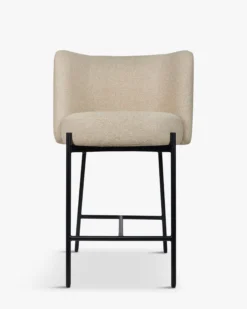 Tabouret de bar, Beige sésame & métal noir, H65 Ray