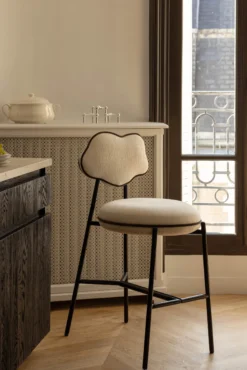Tabouret de bar, Blanc écru texturé, H71 Arty