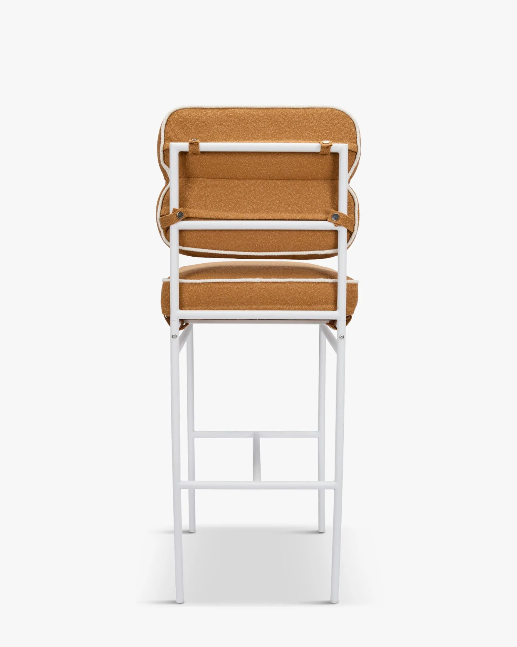 Tabouret de bar de jardin, Marron Sienne & métal blanc Maddalena