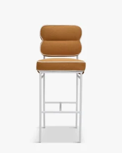 Tabouret de bar de jardin, Marron Sienne & métal blanc Maddalena
