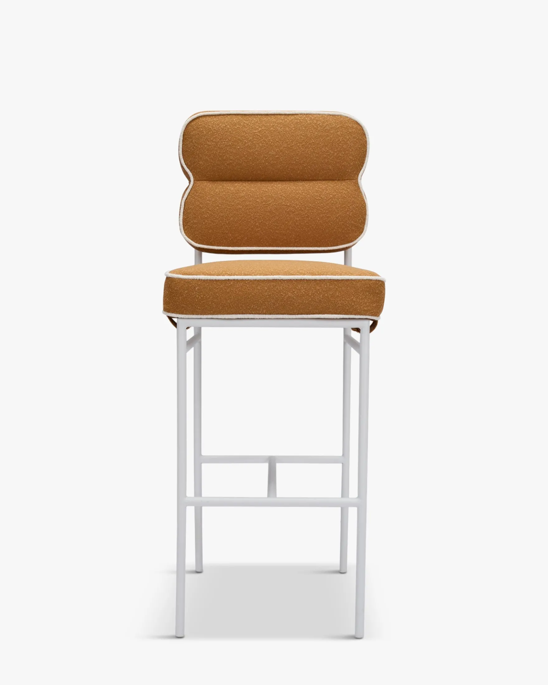 Tabouret de bar de jardin, Marron Sienne & métal blanc Maddalena