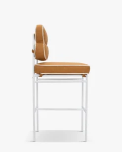 Tabouret de bar de jardin, Marron Sienne & métal blanc Maddalena