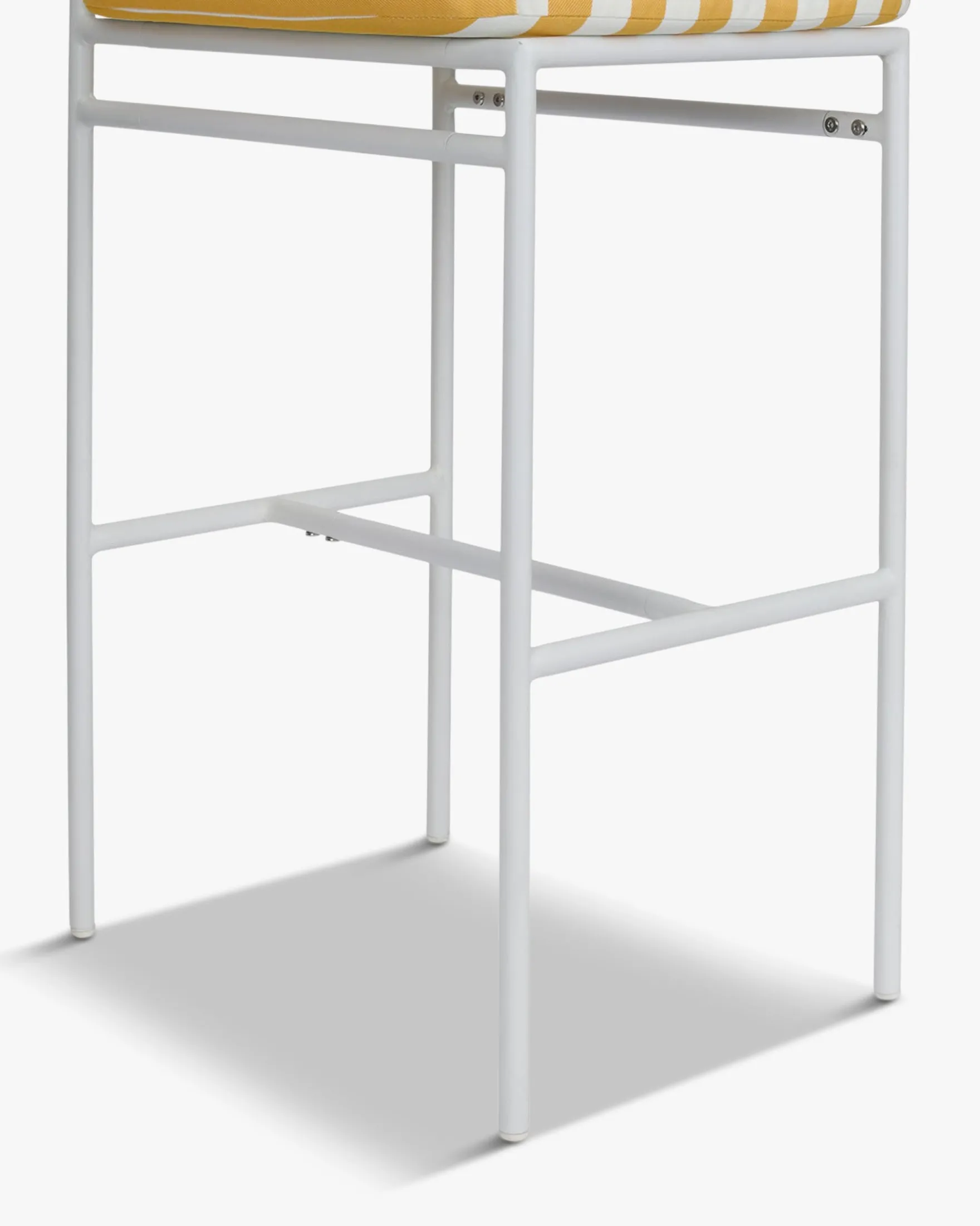 Tabouret de bar de jardin, Rayé jaune & métal blanc Lampedusa
