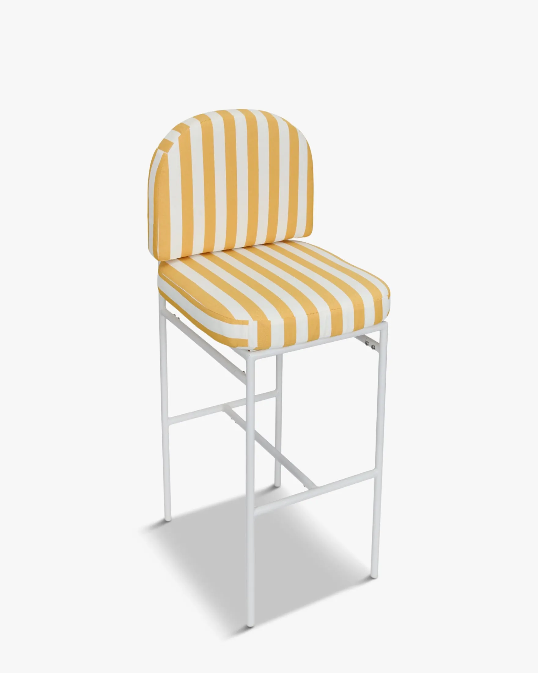 Tabouret de bar de jardin, Rayé jaune & métal blanc Lampedusa