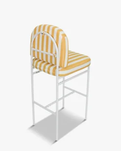 Tabouret de bar de jardin, Rayé jaune & métal blanc Lampedusa