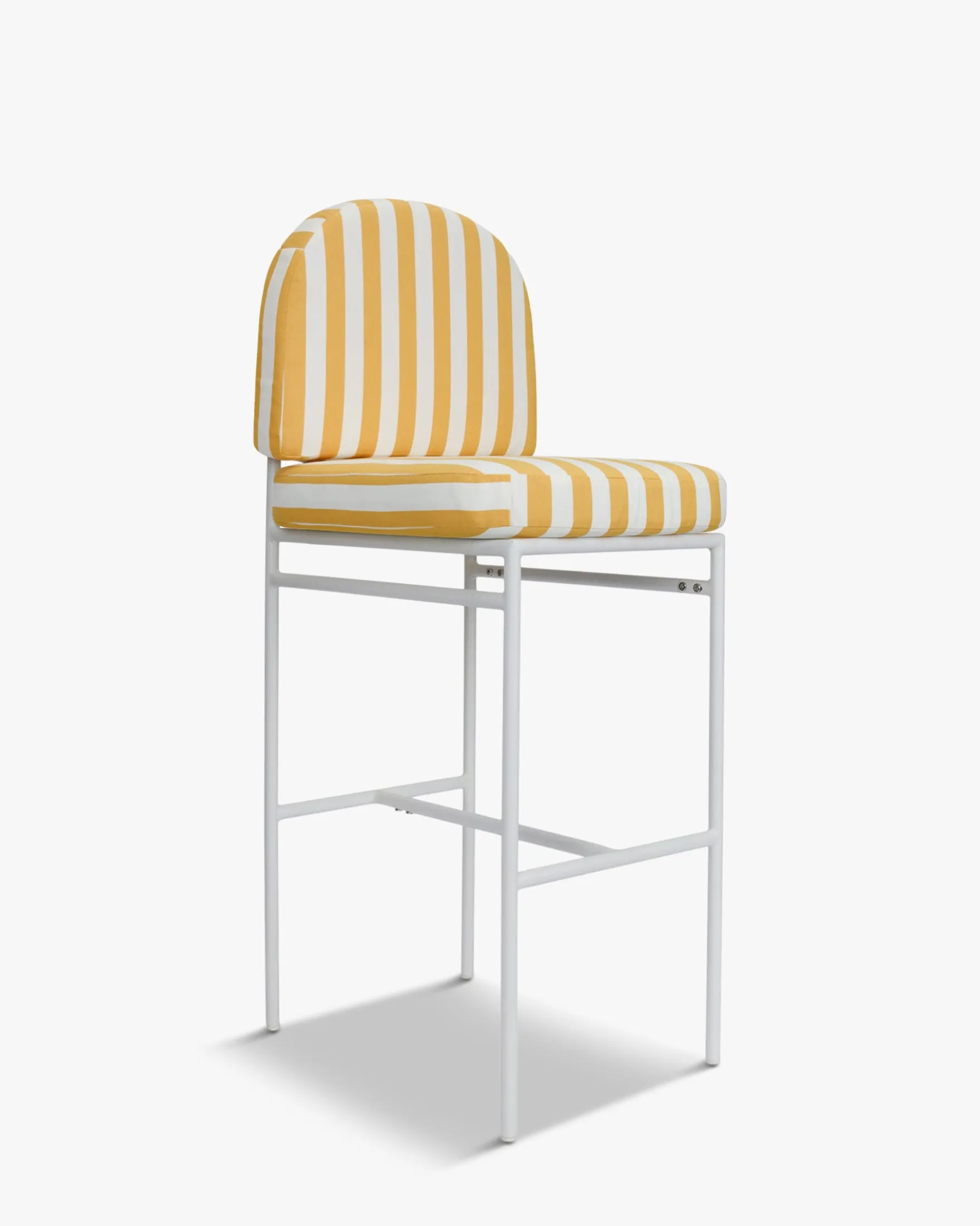 Tabouret de bar de jardin, Rayé jaune & métal blanc Lampedusa