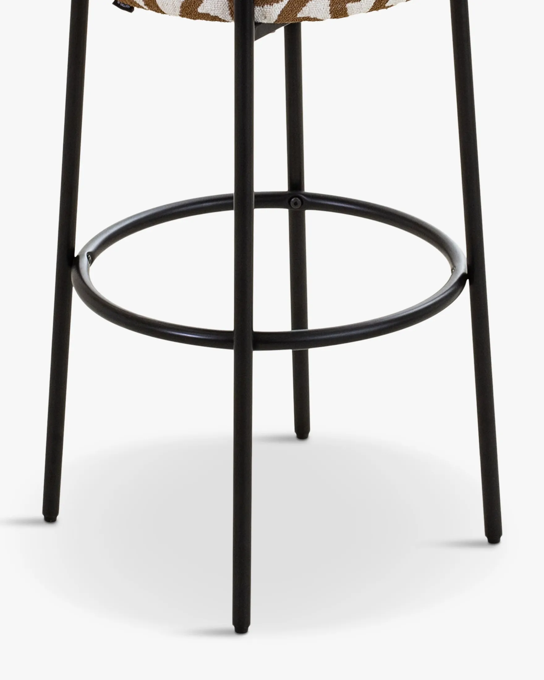 Tabouret de bar, Entrelacs marron ocre & métal noir, H78 Bismi