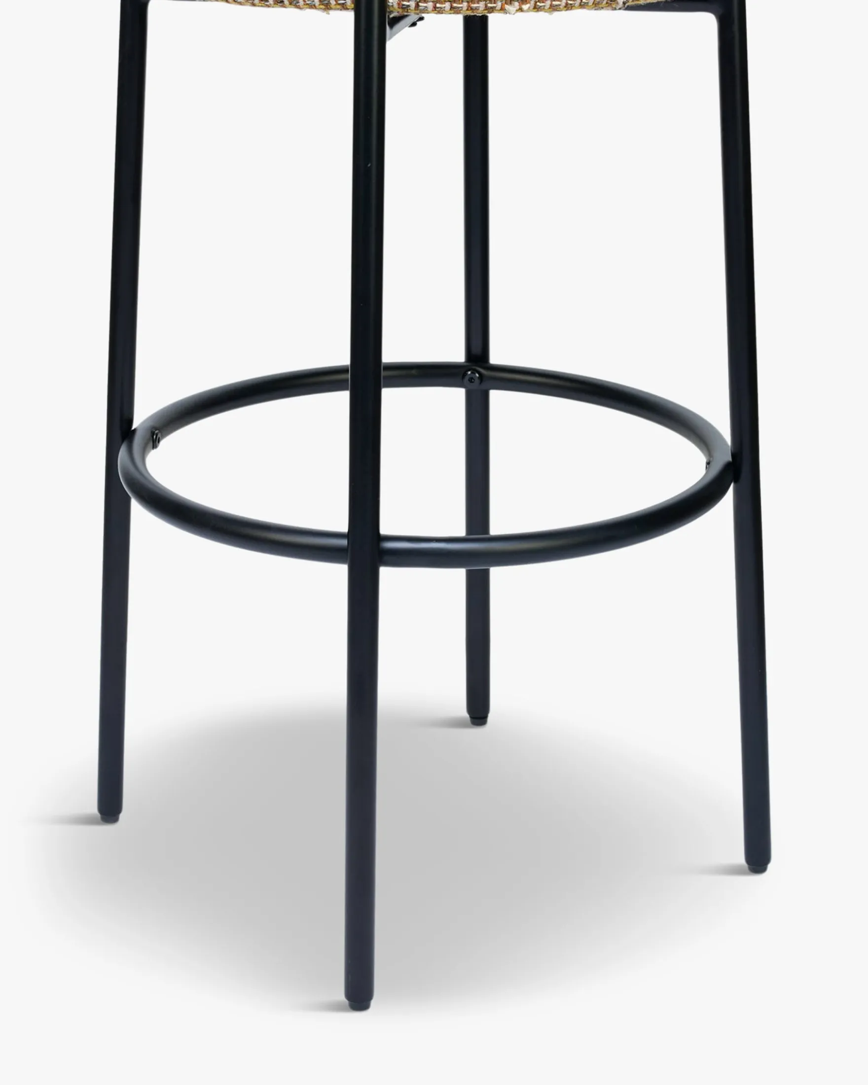 Tabouret de bar, Tweed jaune Miami & métal noir, H78 Bismi