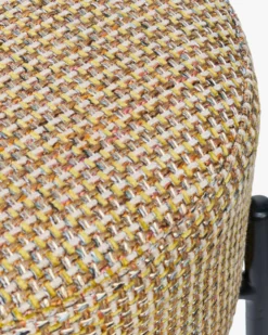 Tabouret de bar, Tweed jaune Miami & métal noir, H78 Bismi