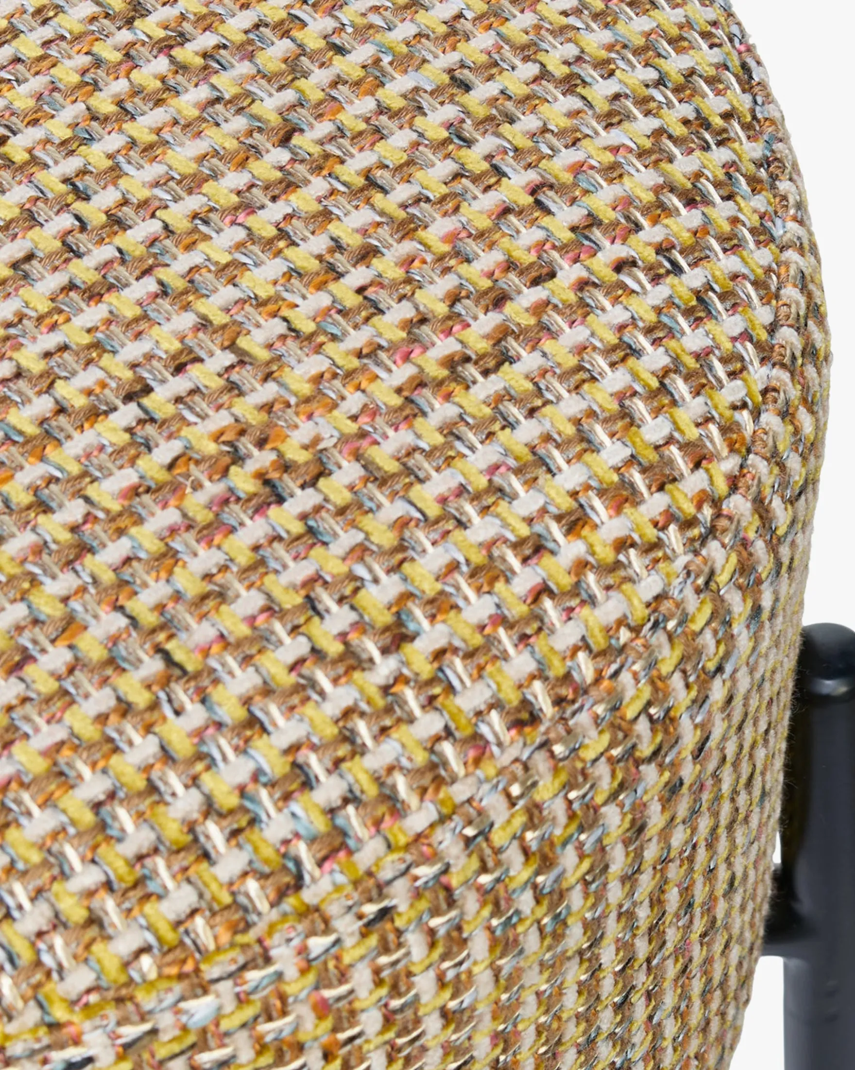 Tabouret de bar, Tweed jaune Miami & métal noir, H78 Bismi