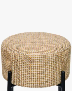 Tabouret de bar, Tweed jaune Miami & métal noir, H78 Bismi