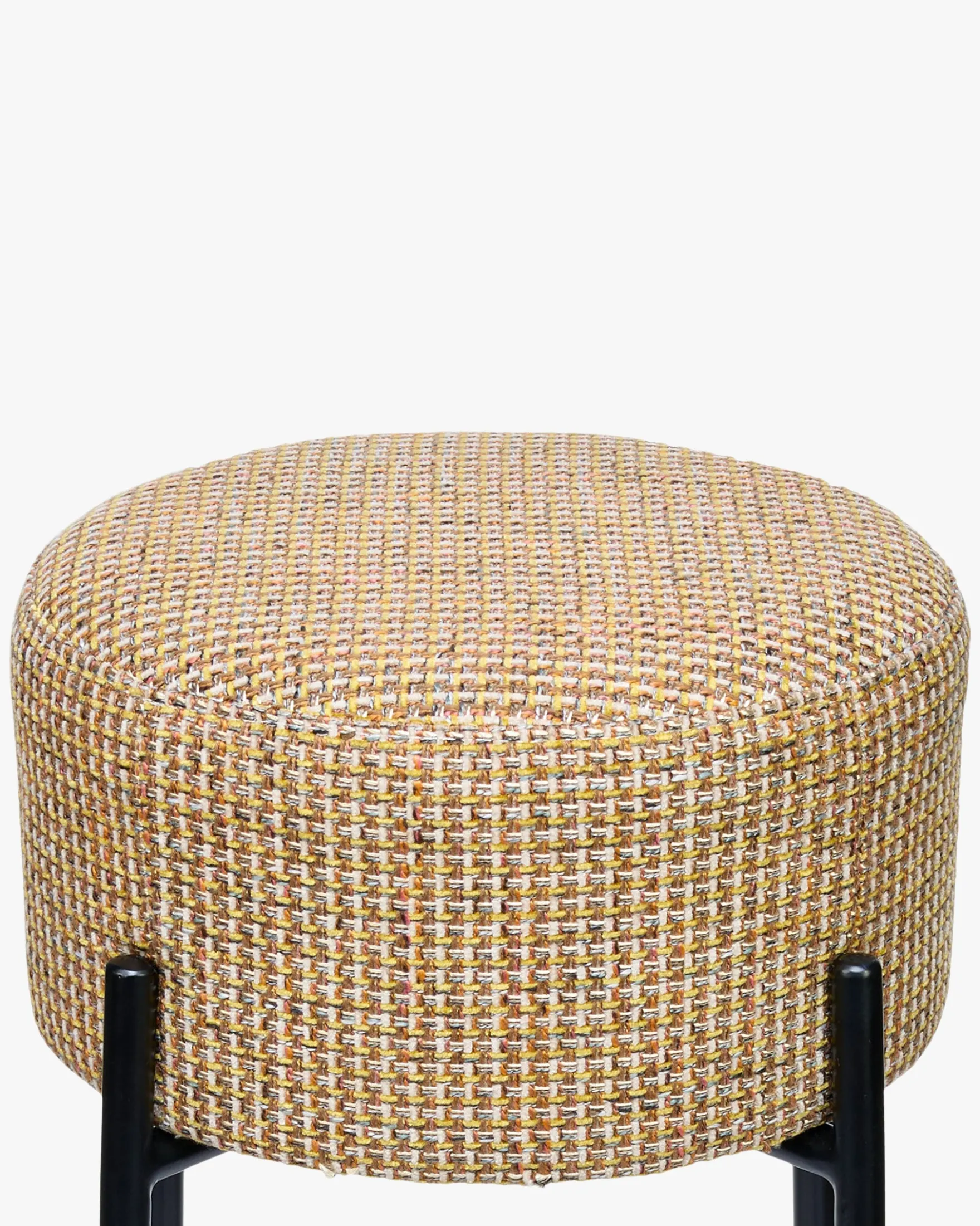 Tabouret de bar, Tweed jaune Miami & métal noir, H78 Bismi