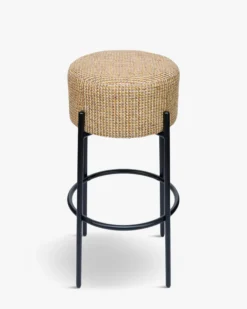 Tabouret de bar, Tweed jaune Miami & métal noir, H78 Bismi