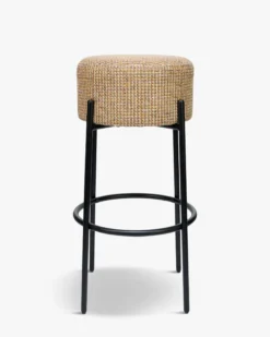 Tabouret de bar, Tweed jaune Miami & métal noir, H78 Bismi