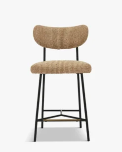Tabouret de bar, Tweed jaune miami & métal noir, H65 Jasper