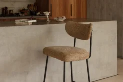 Tabouret de bar, Tweed jaune miami & métal noir, H65 Jasper