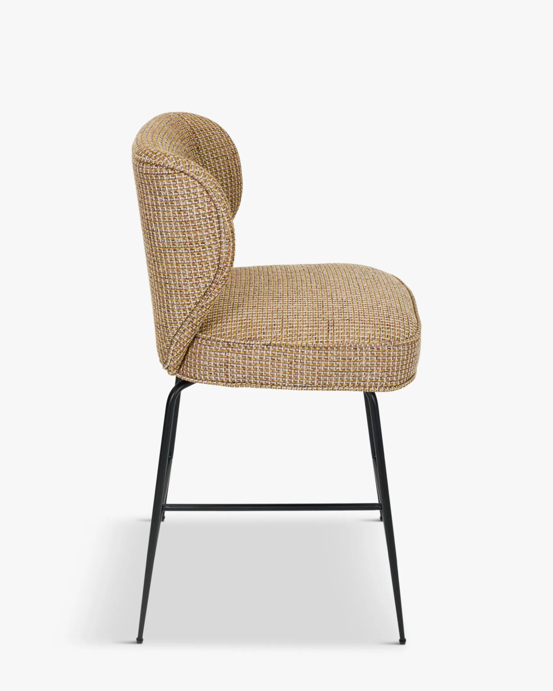 Tabouret de bar, Tweed jaune miami & metal noir, H65 Wayne