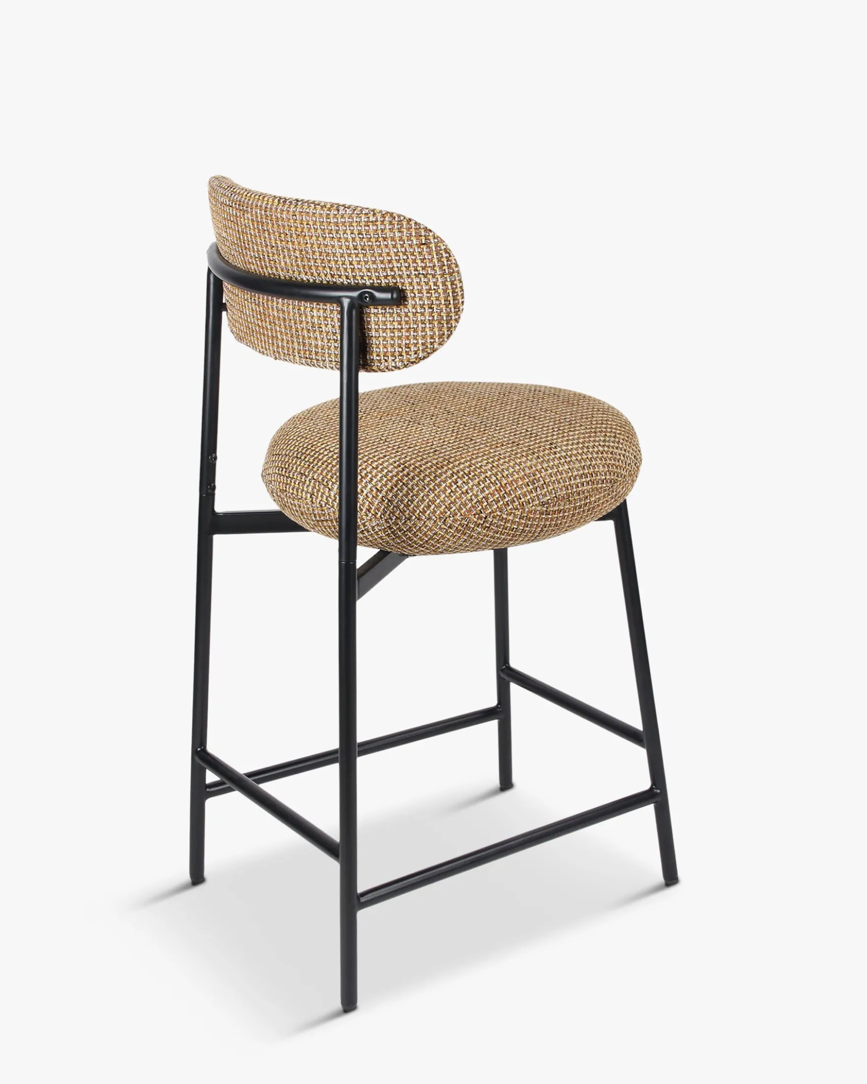 Tabouret de bar, Tweed jaune miami & métal noir, H68 Maia