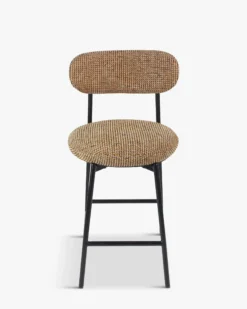 Tabouret de bar, Tweed jaune miami & métal noir, H68 Maia