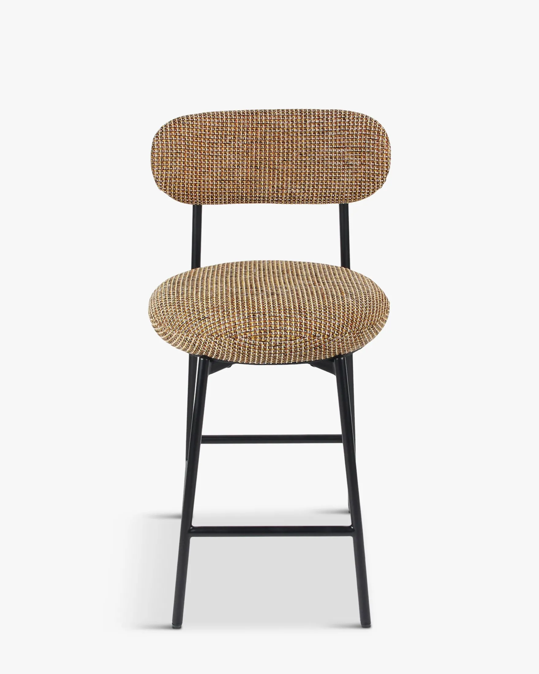 Tabouret de bar, Tweed jaune miami & métal noir, H68 Maia
