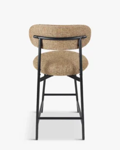 Tabouret de bar, Tweed jaune miami & métal noir, H68 Maia