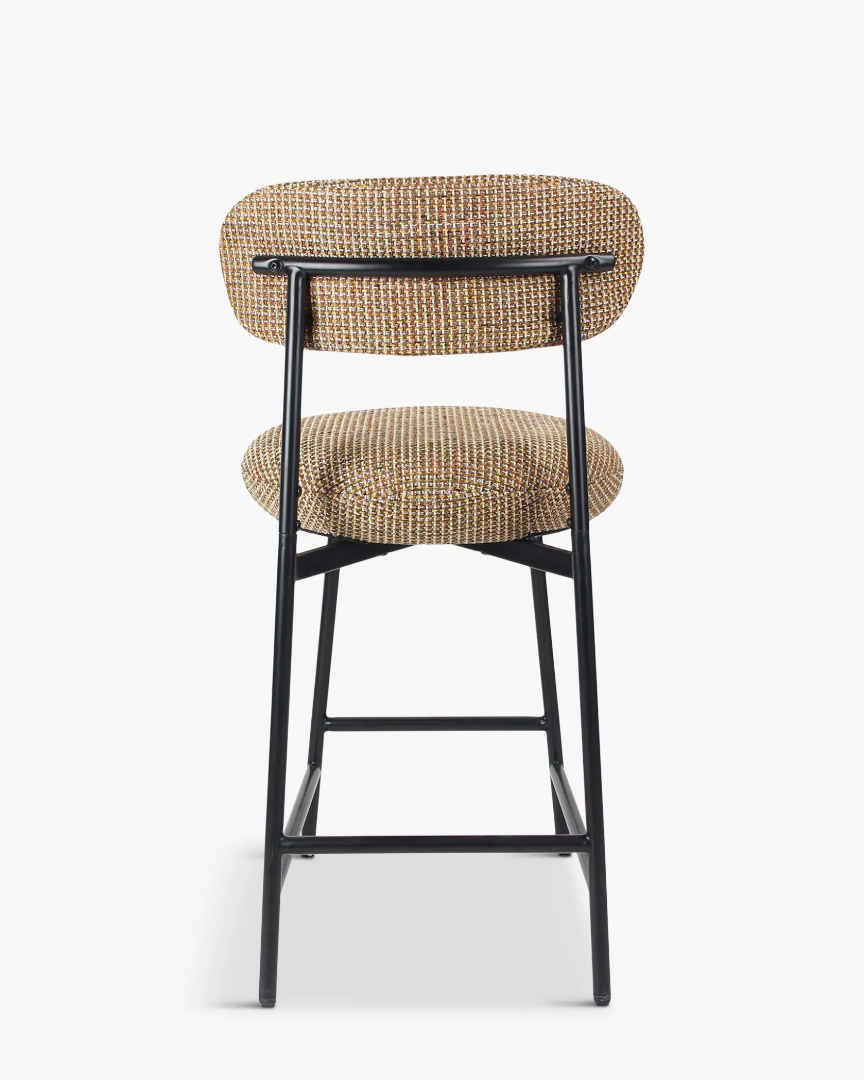 Tabouret de bar, Tweed jaune miami & métal noir, H68 Maia