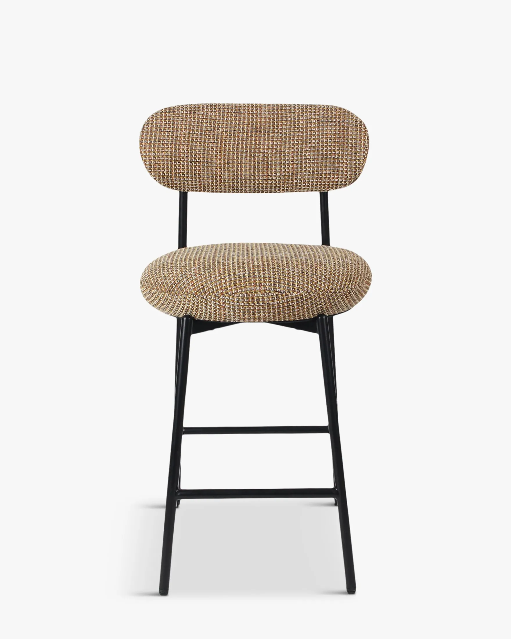 Tabouret de bar, Tweed jaune miami & métal noir, H68 Maia