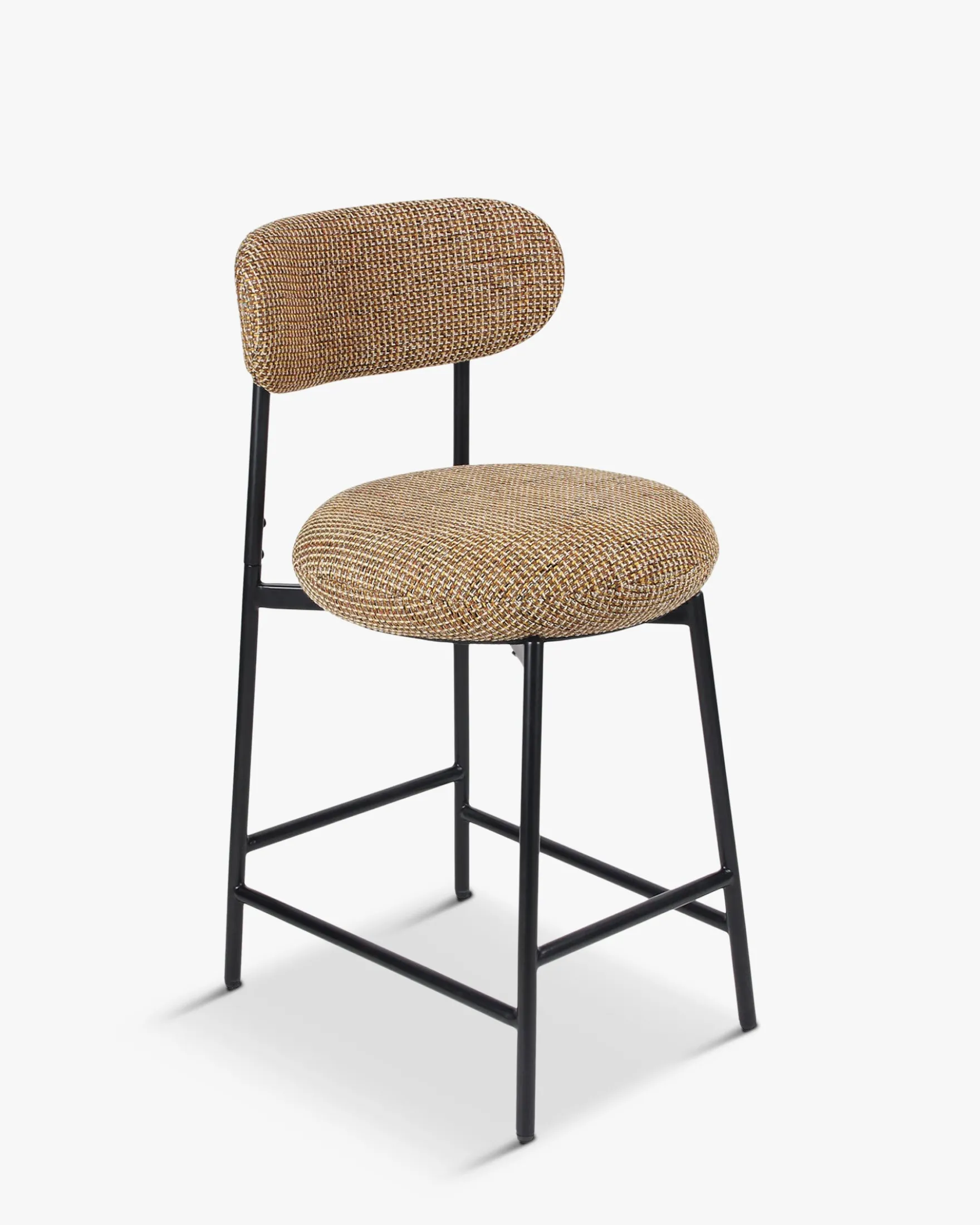 Tabouret de bar, Tweed jaune miami & métal noir, H68 Maia