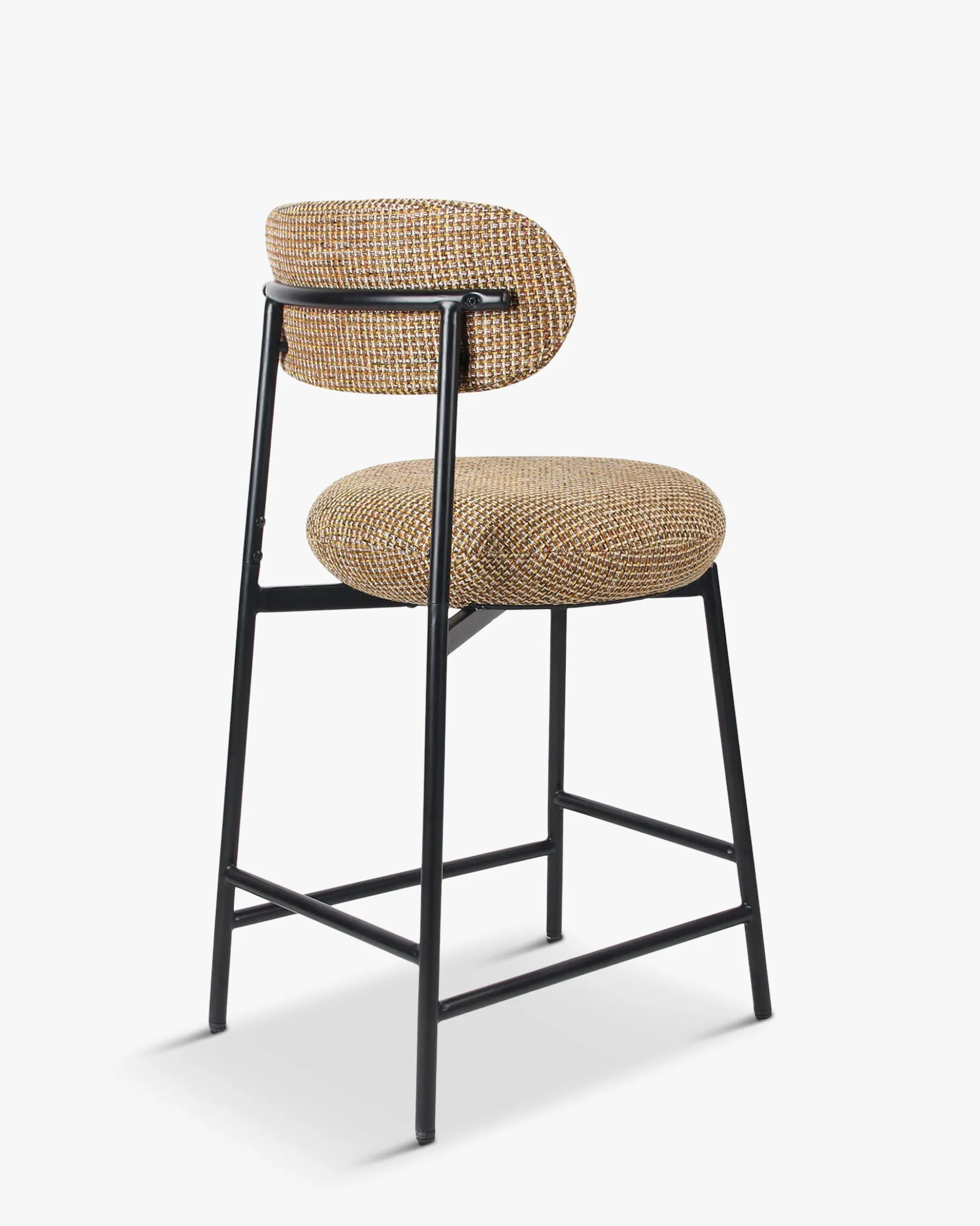 Tabouret de bar, Tweed jaune miami & métal noir, H68 Maia