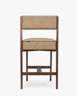Tabouret de bar, Tweed marron ristretto & Frêne massif, H70 Elva