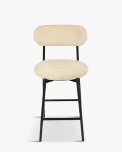 Tabouret de bar, Tweed sable & métal noir, H68 Maia