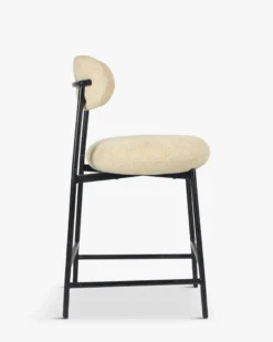 Tabouret de bar, Tweed sable & métal noir, H68 Maia