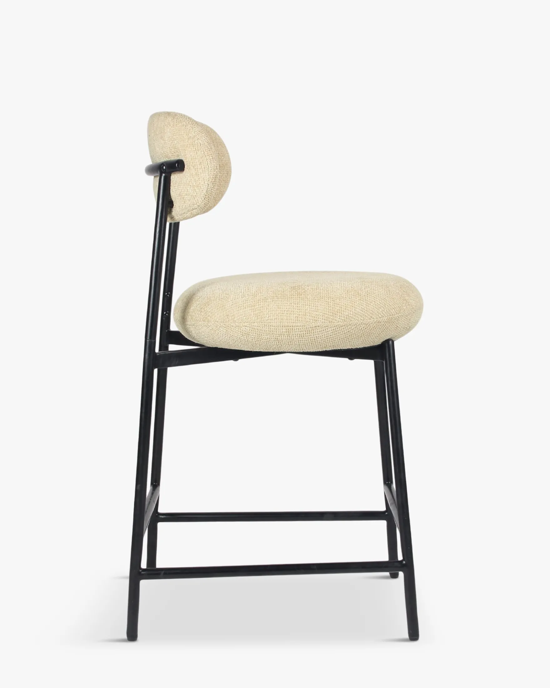 Tabouret de bar, Tweed sable & métal noir, H68 Maia