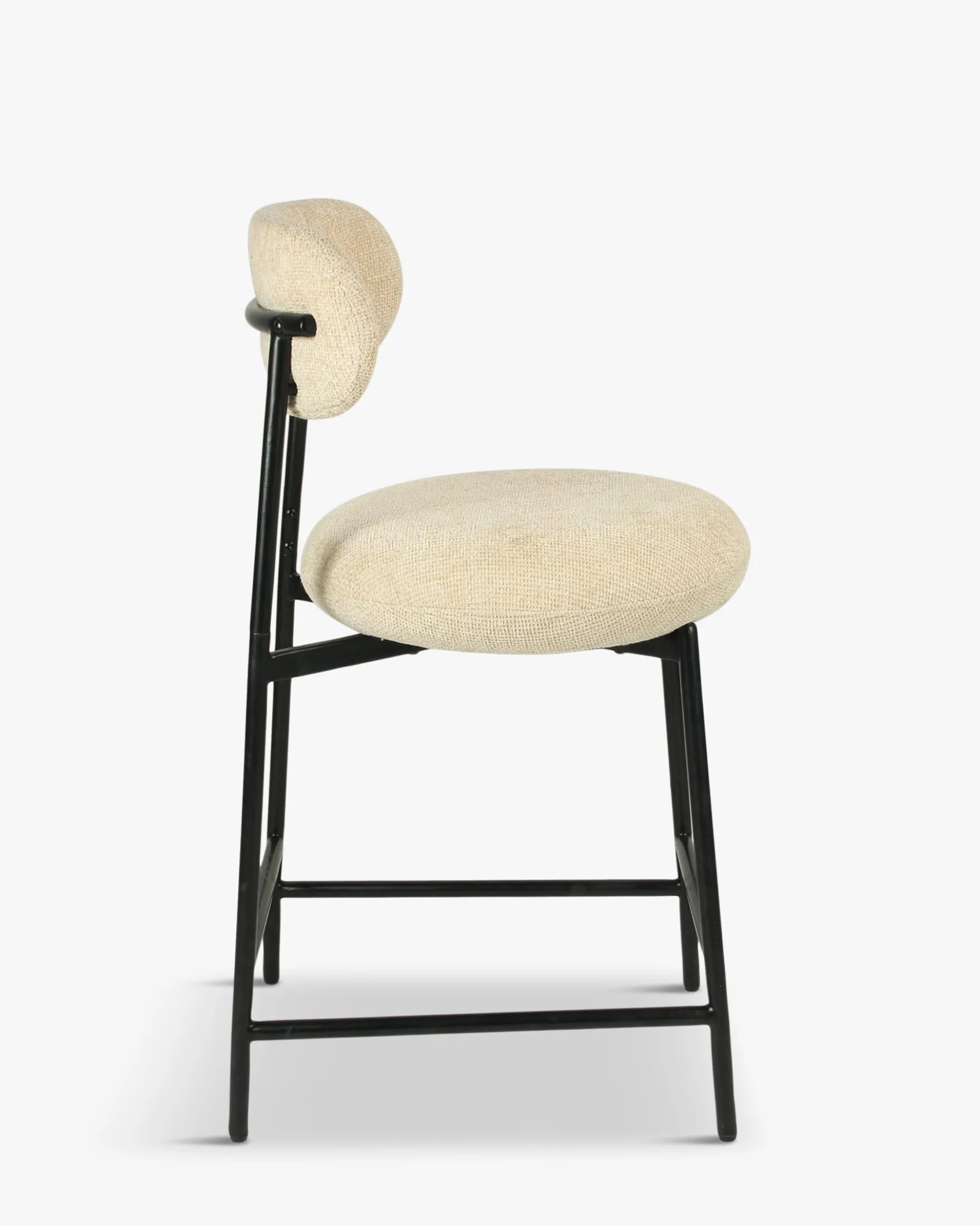 Tabouret de bar, Tweed sable & métal noir, H68 Maia