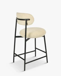 Tabouret de bar, Tweed sable & métal noir, H68 Maia
