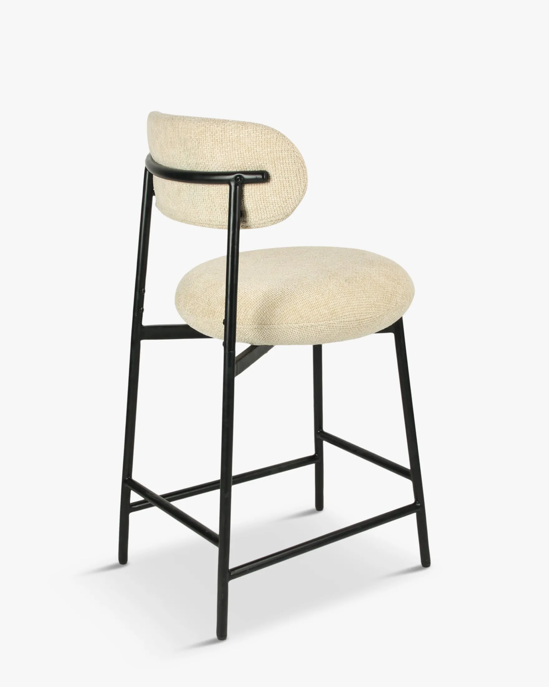 Tabouret de bar, Tweed sable & métal noir, H68 Maia