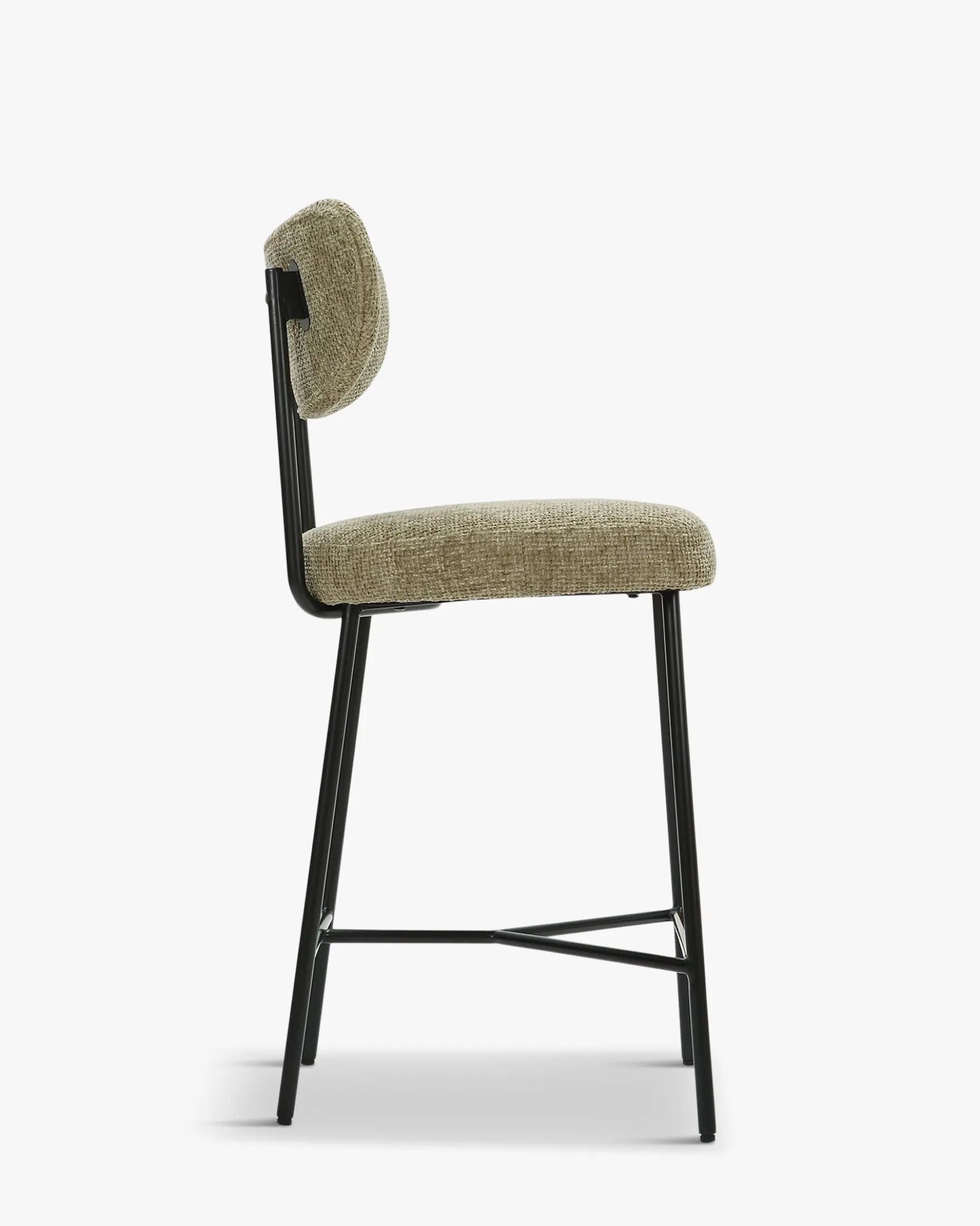 Tabouret de bar, Tweed taupe & métal noir, H65 Jasper
