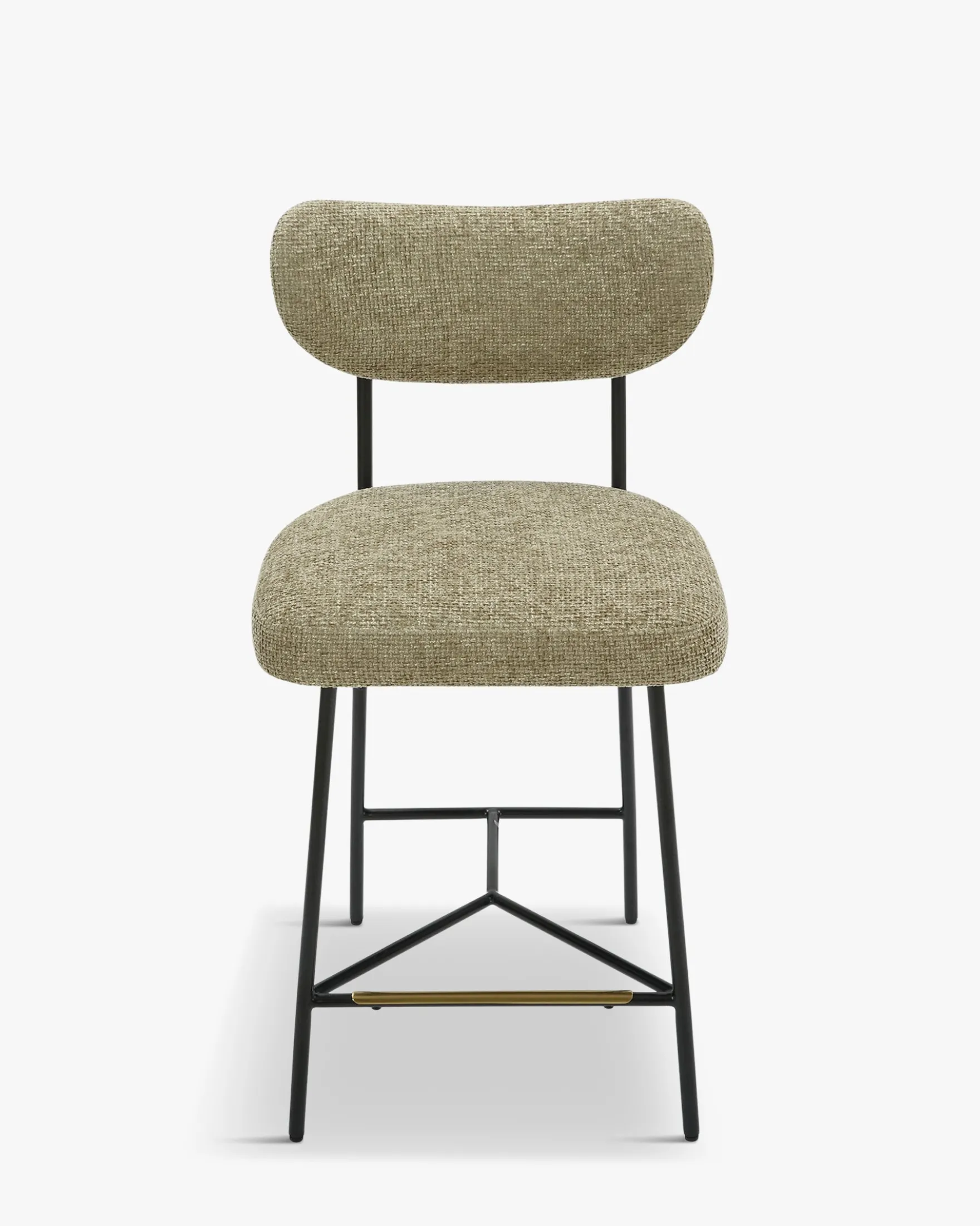 Tabouret de bar, Tweed taupe & métal noir, H65 Jasper