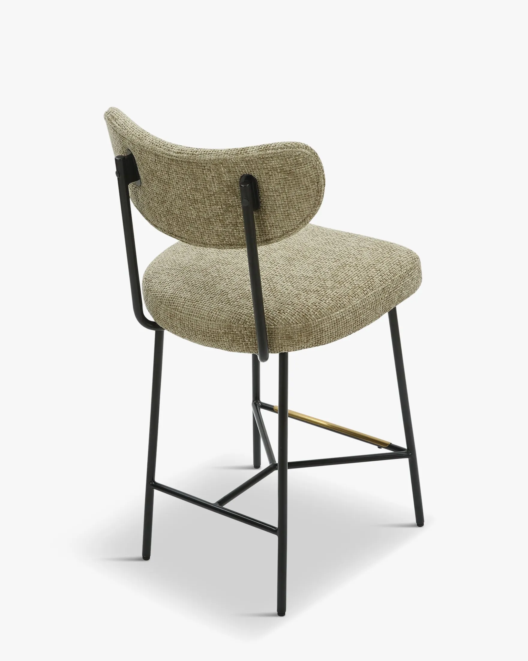Tabouret de bar, Tweed taupe & métal noir, H65 Jasper