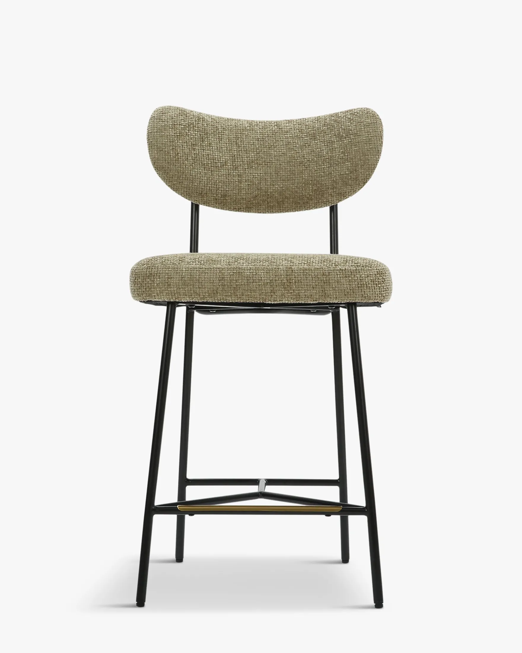 Tabouret de bar, Tweed taupe & métal noir, H65 Jasper