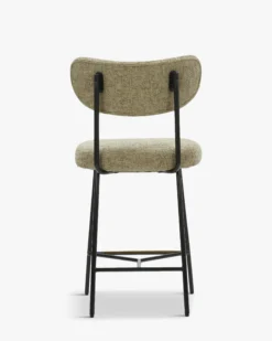 Tabouret de bar, Tweed taupe & métal noir, H65 Jasper