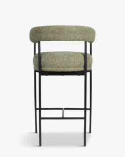 Tabouret de bar, Tweed taupe & métal noir, H78 Arcade