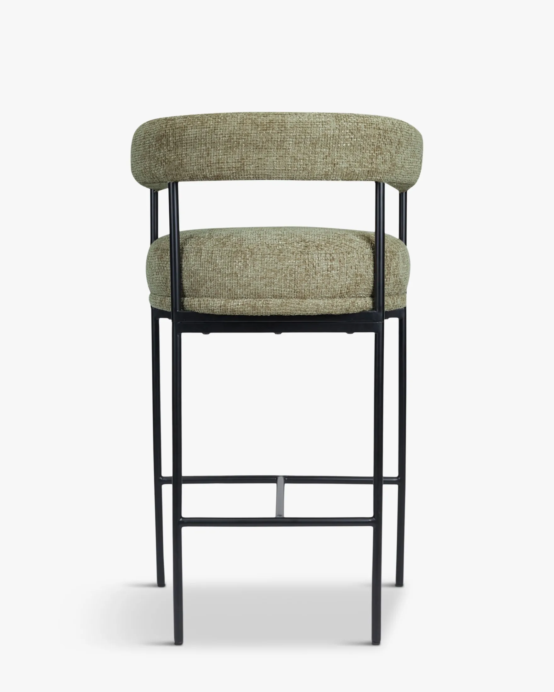 Tabouret de bar, Tweed taupe & métal noir, H78 Arcade
