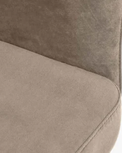 Tabouret de bar, Velours taupe & métal noir, H80 Baron