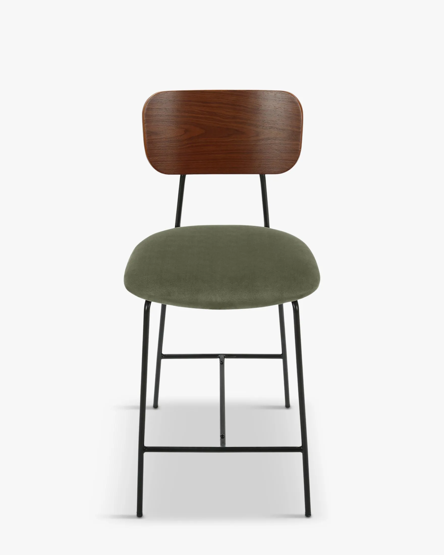 Tabouret de bar, Velours vert bouteille, bois noyer & métal noir, H68 Eero