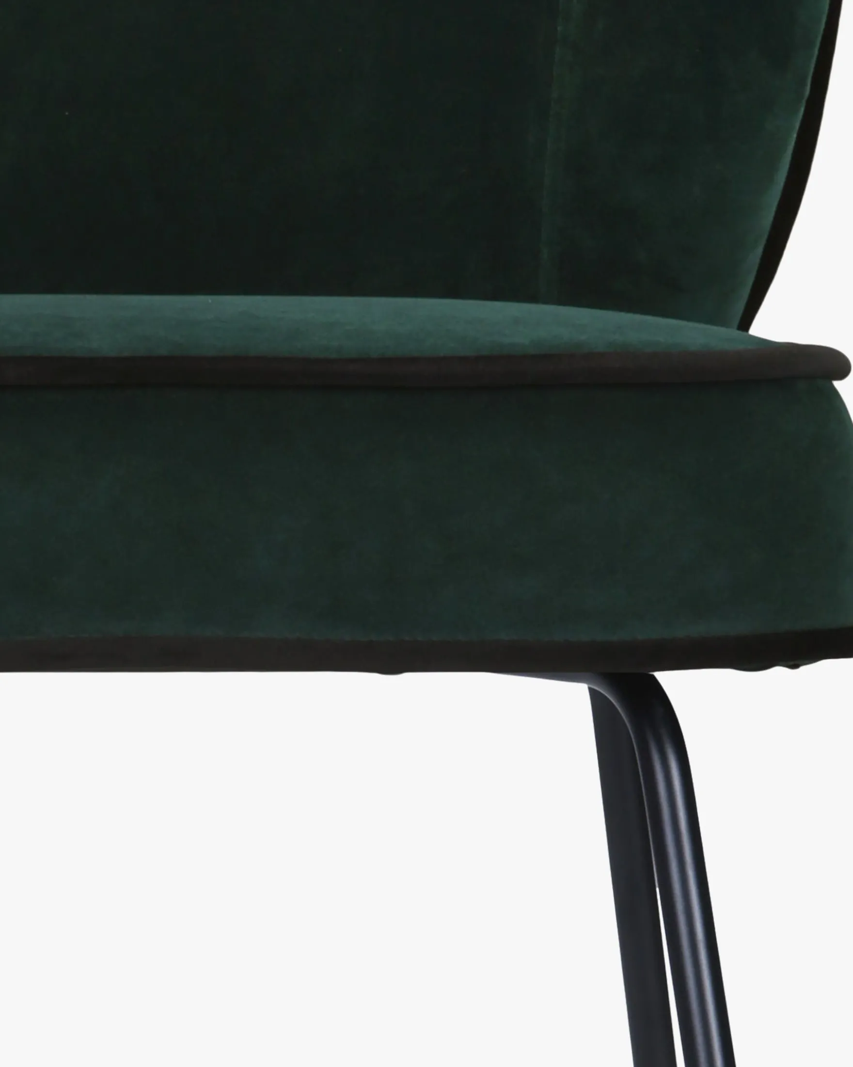 Tabouret de bar, Velours vert cèdre & métal noir, H65 Wayne