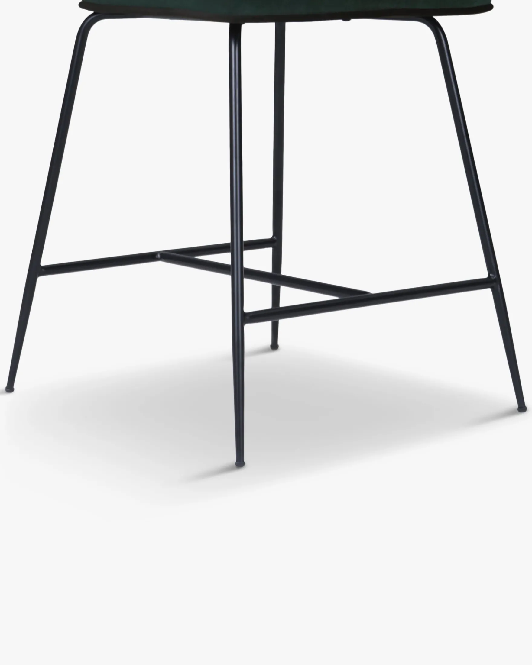 Tabouret de bar, Velours vert cèdre & métal noir, H65 Wayne