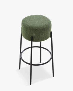 Tabouret de bar, Vert cactus & métal noir, H78 Bismi