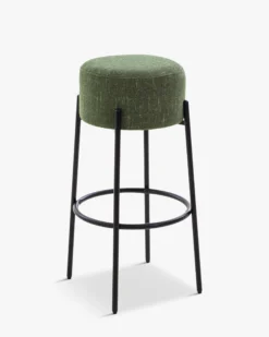 Tabouret de bar, Vert cactus & métal noir, H78 Bismi