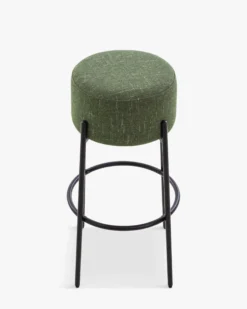 Tabouret de bar, Vert cactus & métal noir, H78 Bismi